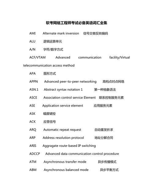 电脑网络设置的英文术语有哪些？